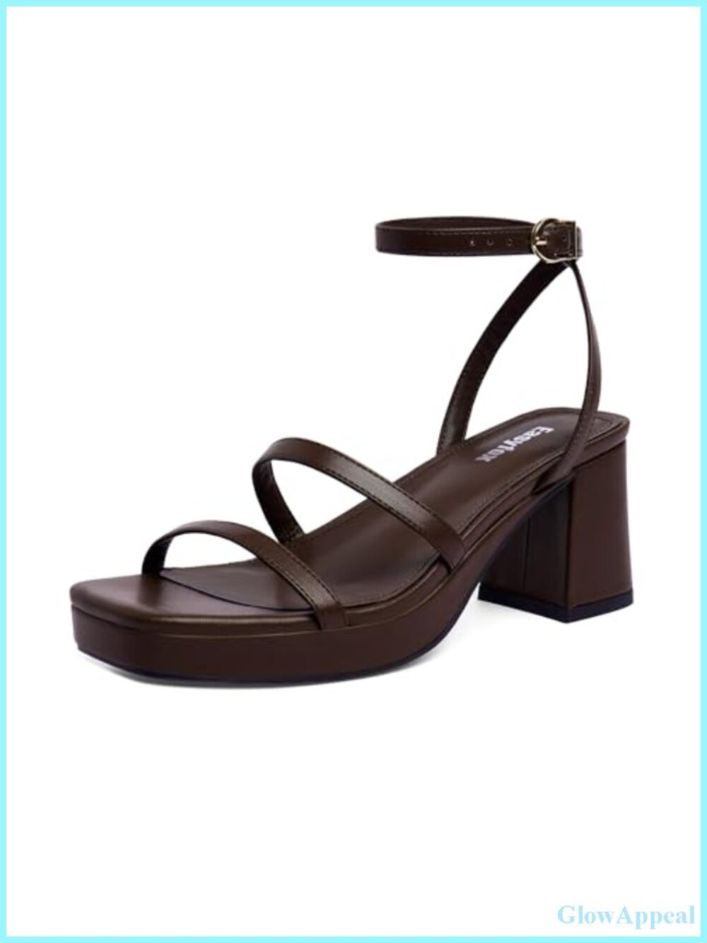Faux Leather Chunky Platform Heels Open Toe Block Sandals